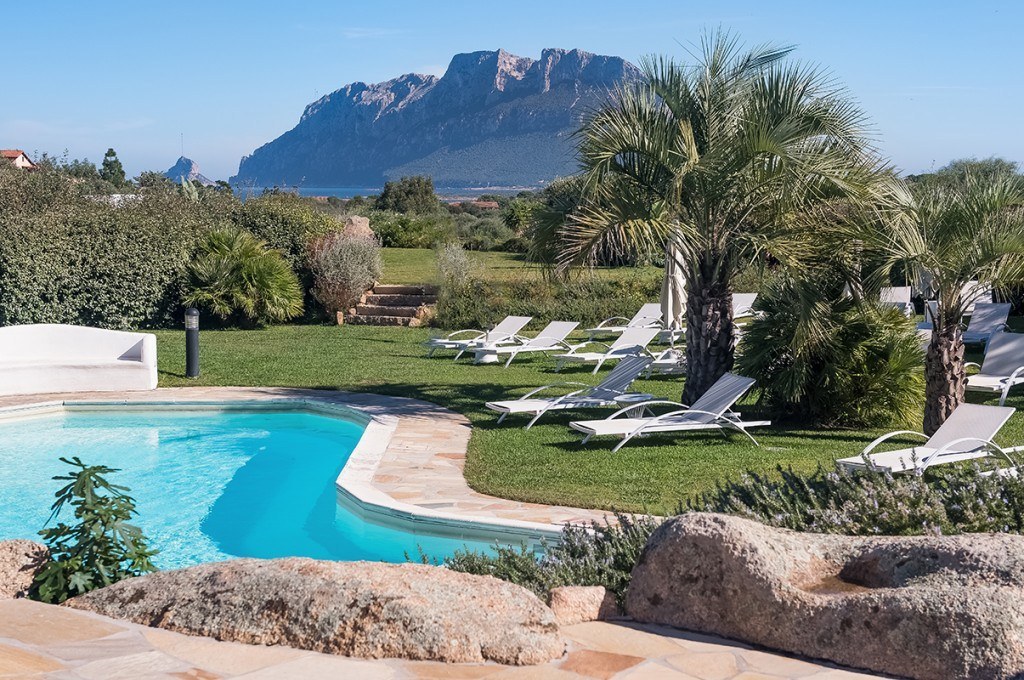 Tavolara island view form our pool area. Hotel Ollastu, Olbia, Sardinia